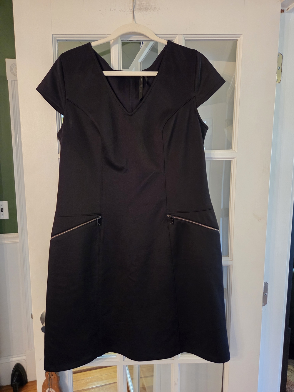 Marc Jacobs Black V-Neck A-Line Midi Dress - Size 14